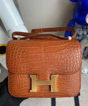 에르메스 콘스탄스18 골드브라운 금장 악어가죽